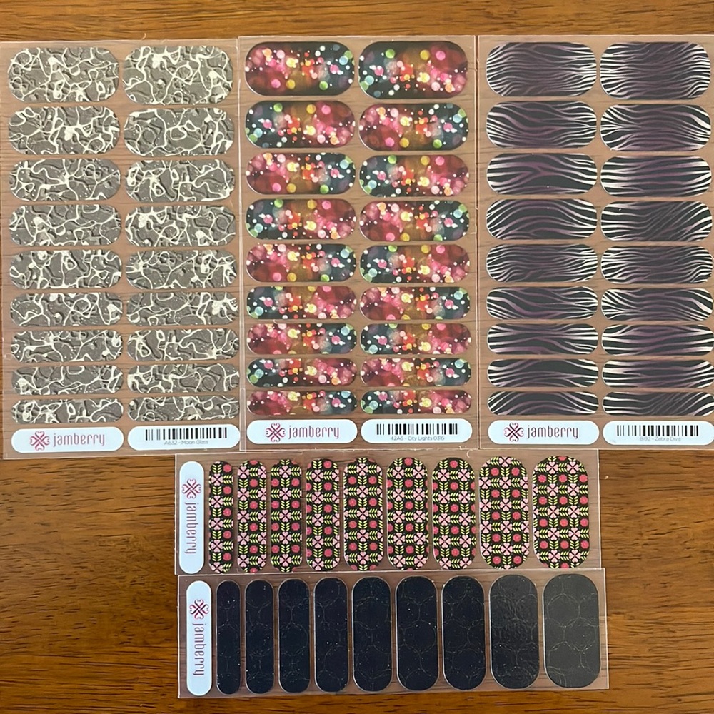 Jamberry Bundle Glitter Nail Wraps 3 Full Sheets 2 Half Sheet